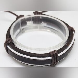 Men's bracelet leather layered brown‎ new e98